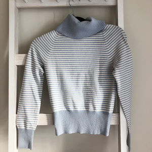 Blue & White Turtleneck Sweater